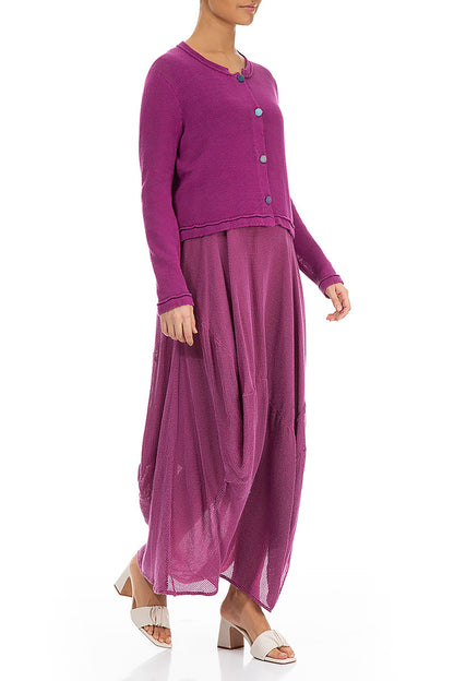 Draped Mesh Orchid Silk Viscose Dress 5