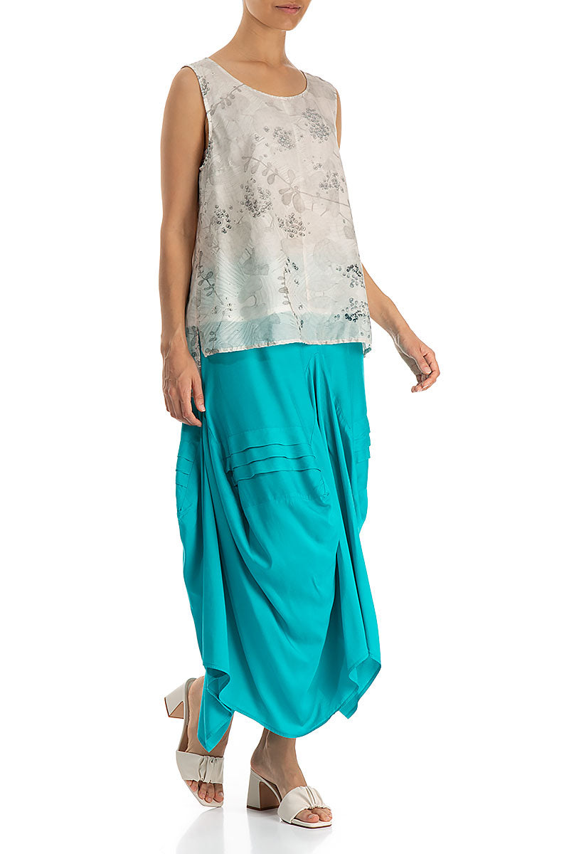 Draped Ocean Silk Bamboo Skirt 4