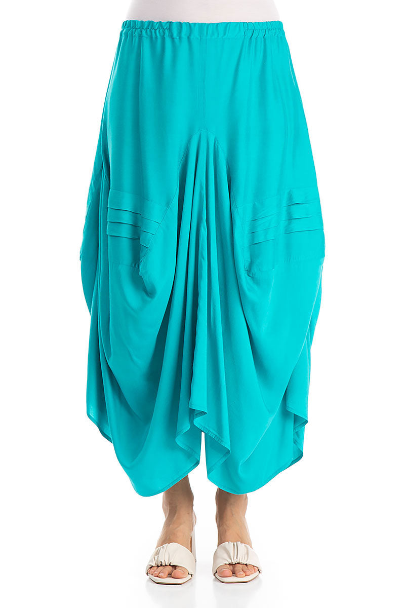 Draped Ocean Silk Bamboo Skirt