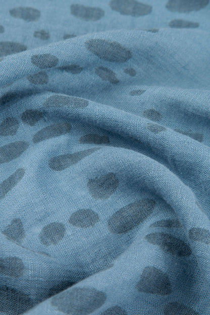 Drops Ocean Blue Gauze Linen Scarf 4