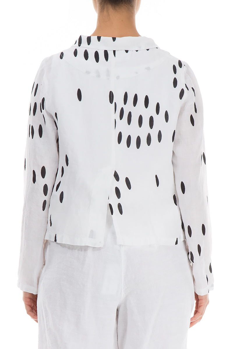 Buttoned Drops White Linen Jacket
