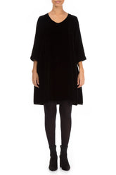 Elegant Black Silk Velvet Dress 1