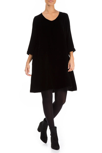 Elegant Black Silk Velvet Dress 4