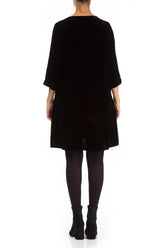 Elegant Black Silk Velvet Dress 2