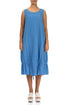 Embroidered Tie Up Cornflower Cotton Dress 1