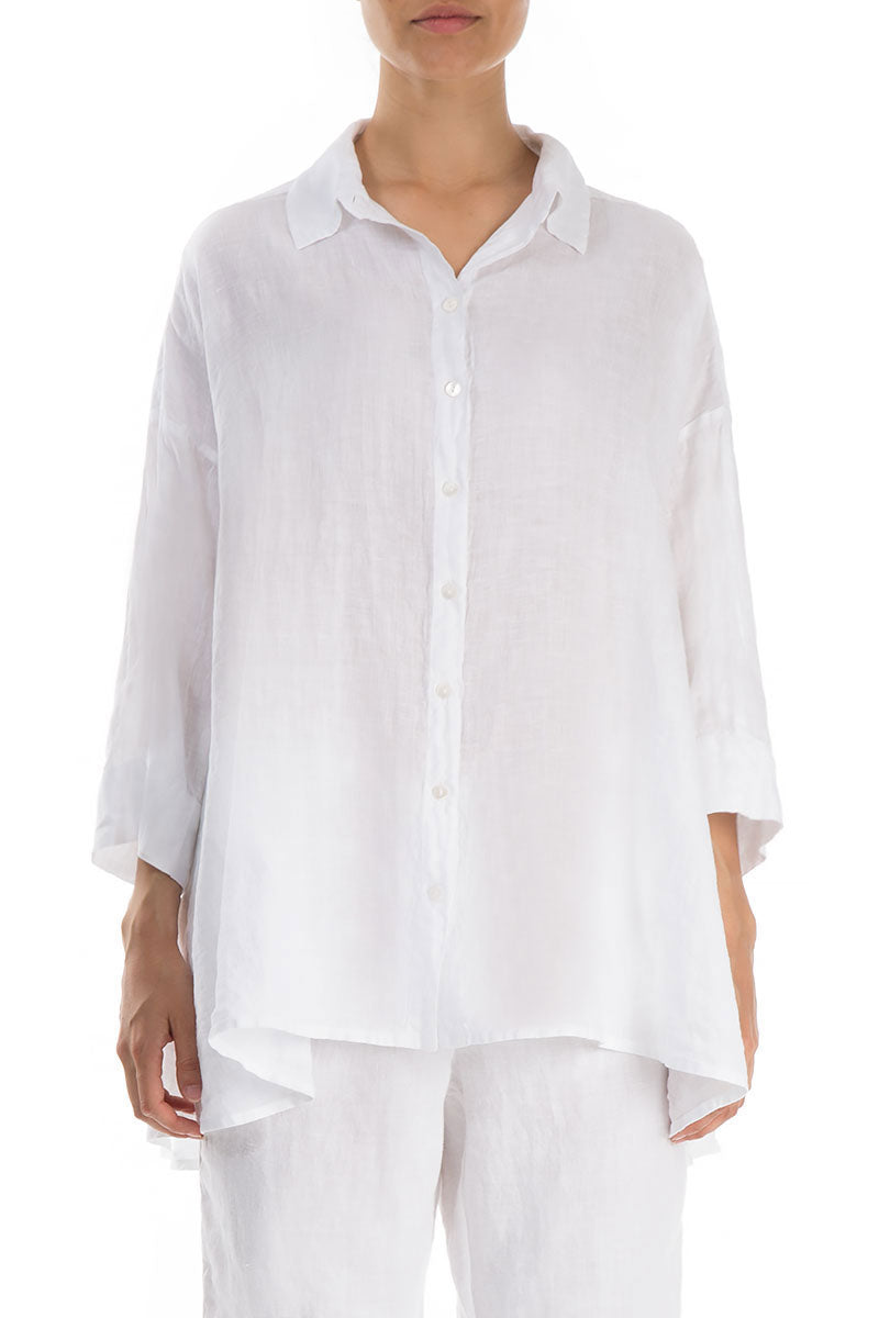 Evergreen Loose White Linen Shirt