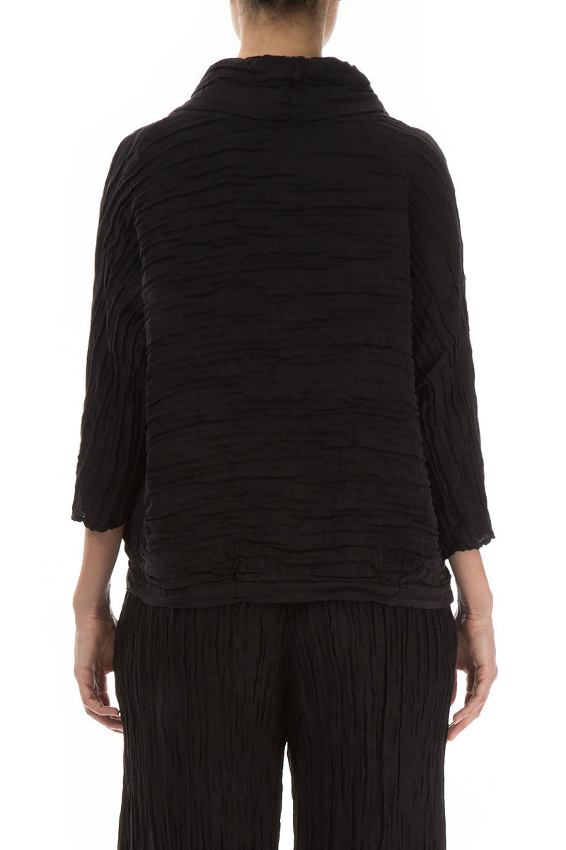 Evergreen Cowl Neck Black Blouse