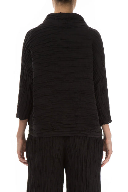 Evergreen Cowl Neck Black Blouse