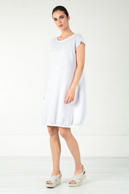 Evergreen Midi White Linen Dress