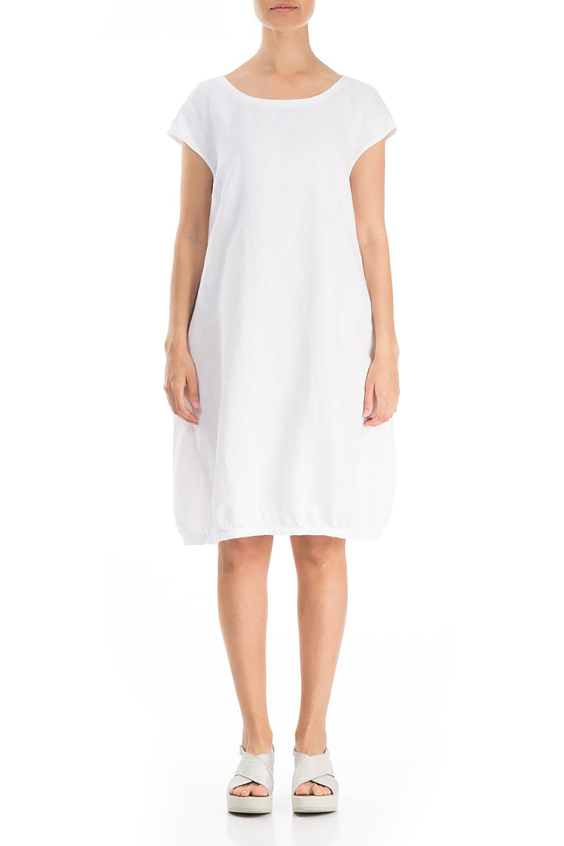 Evergreen Midi White Linen Dress