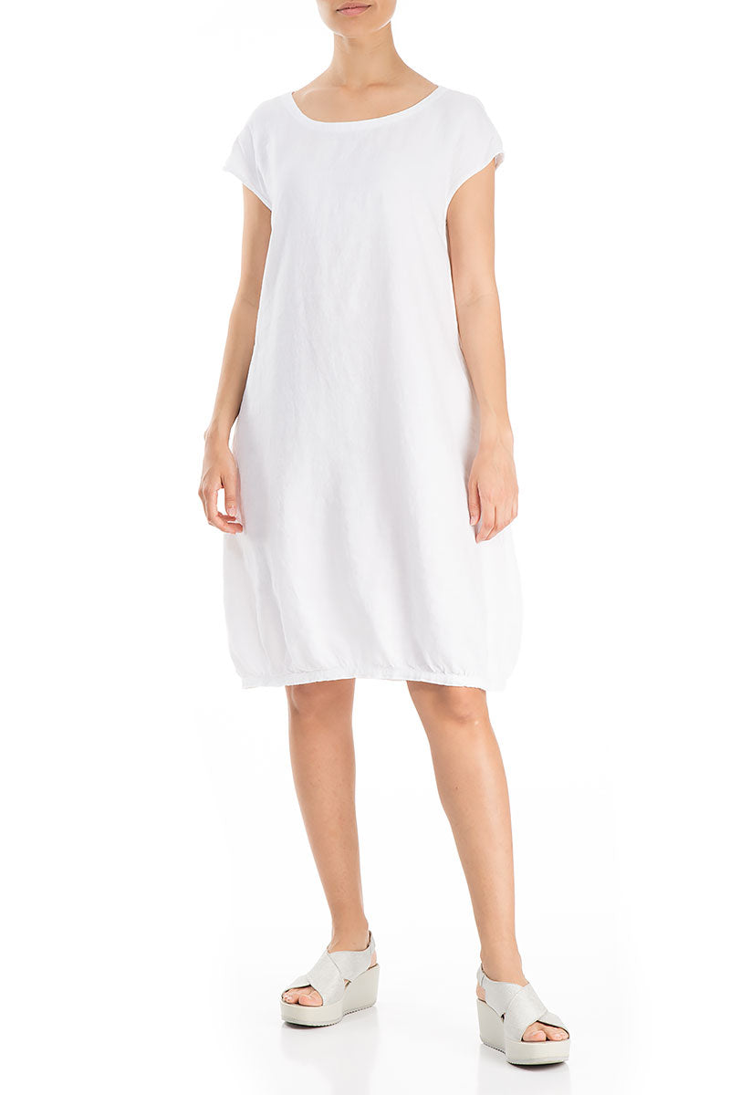 Evergreen Midi White Linen Dress