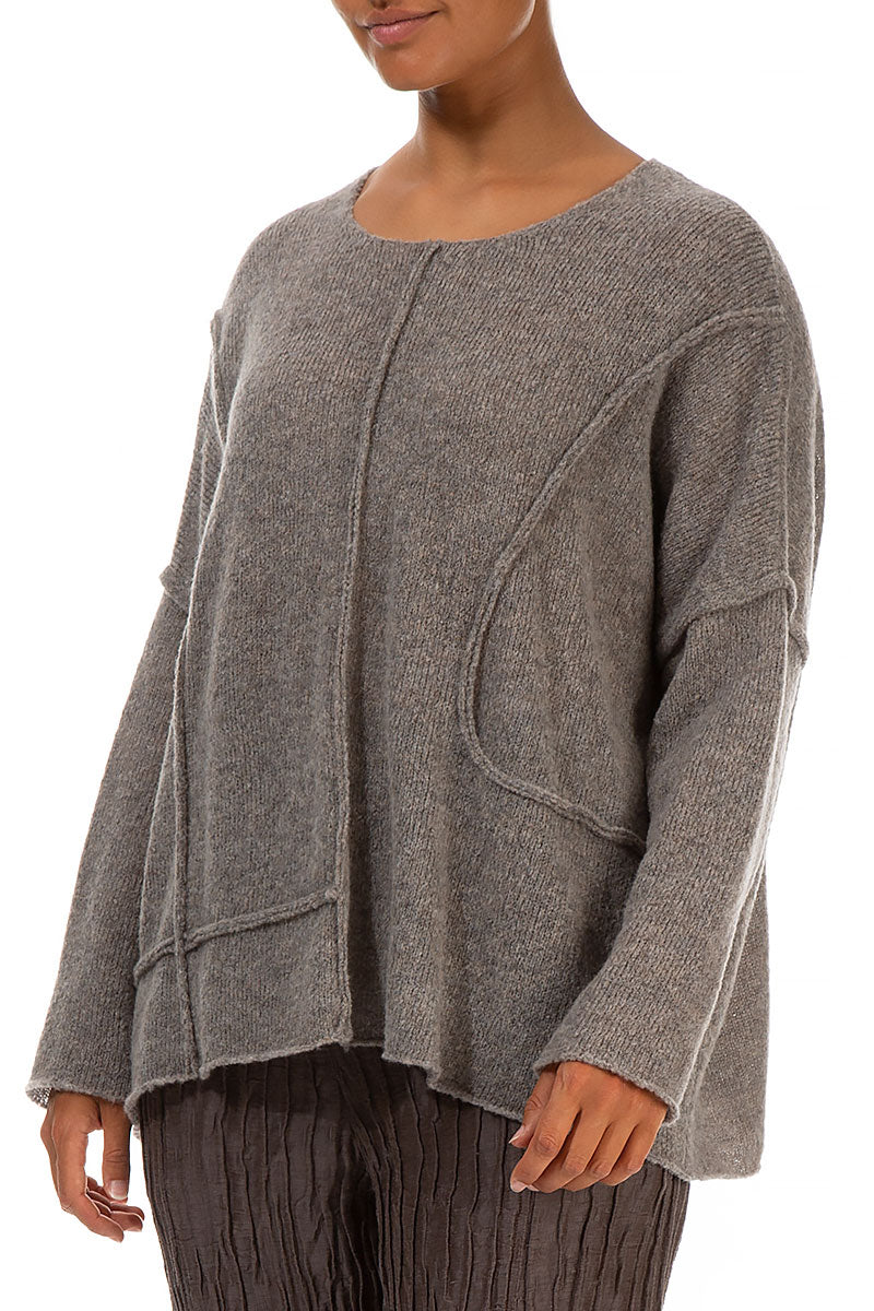 Exposed Seam Light Brown Wool Sweater 3