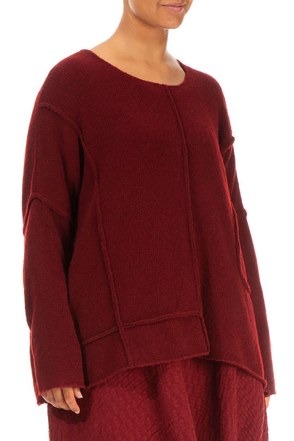 Exposed Seam Maroon Wool Sweater