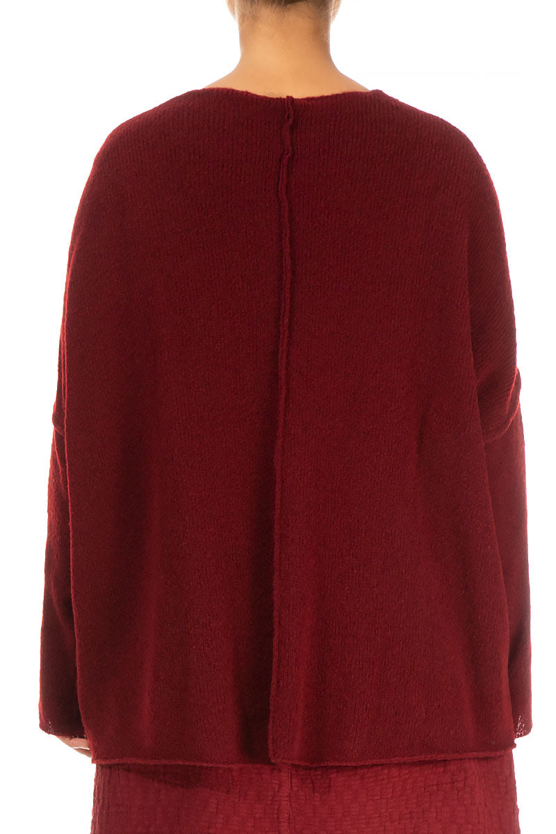 Exposed Seam Dark Red Wool Sweater