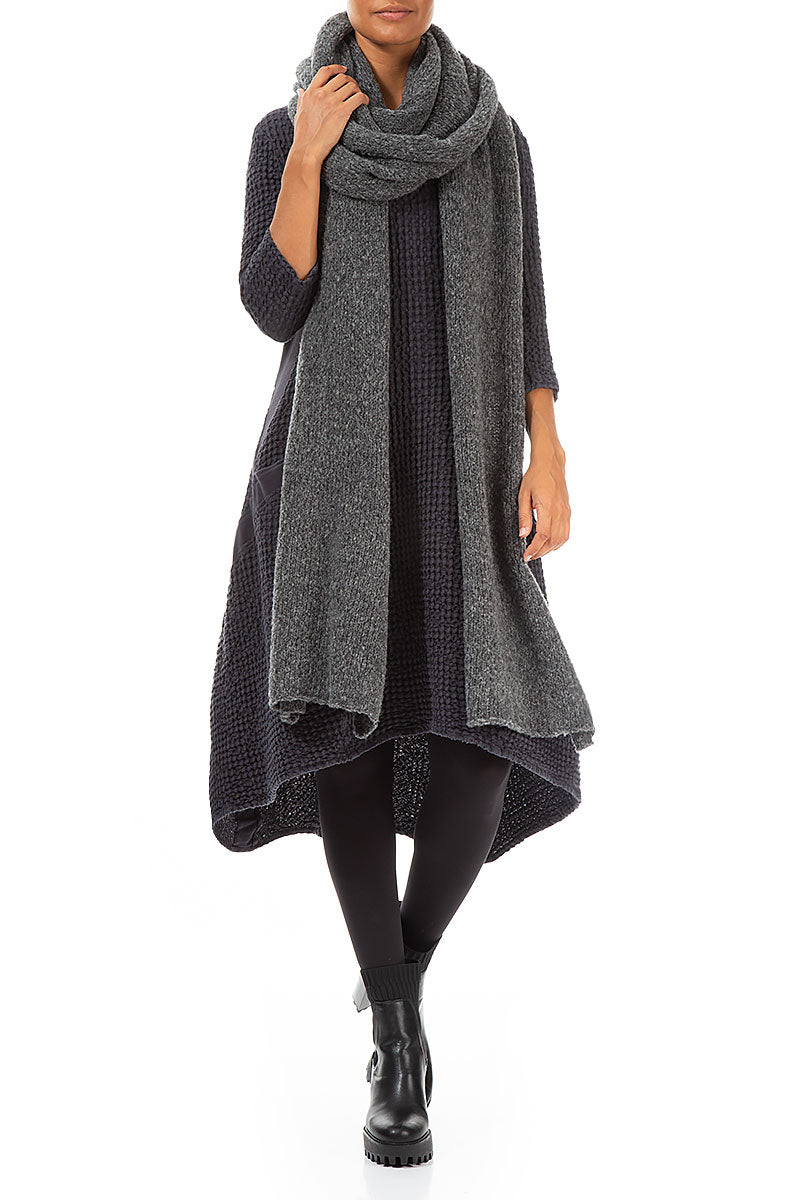 Extra Long Grey Wool Scarf 2