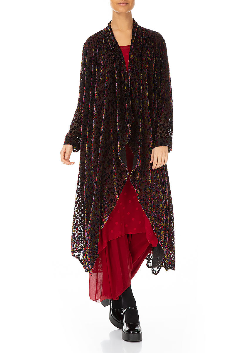 Festive Devoré Dot Open Silk Velvet Jacket 3