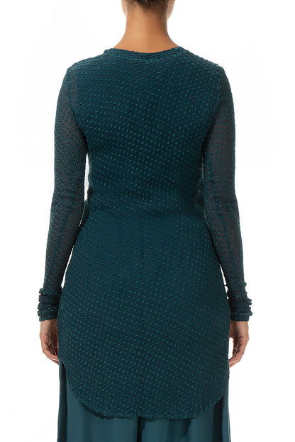 Fitted Teal Dotty Silk Tunic