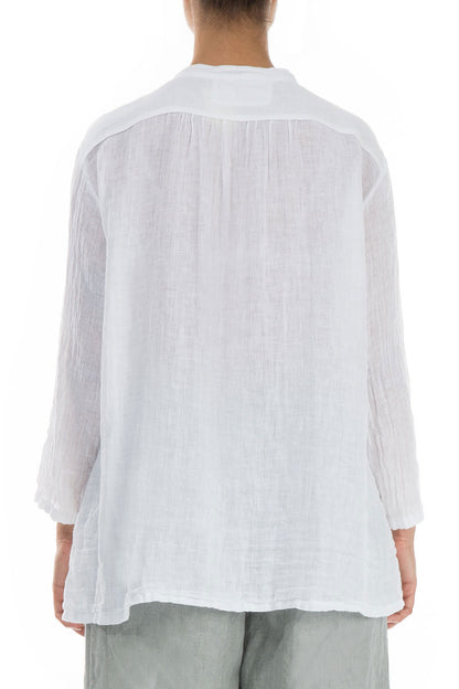 Layered White Gauze Linen Shirt