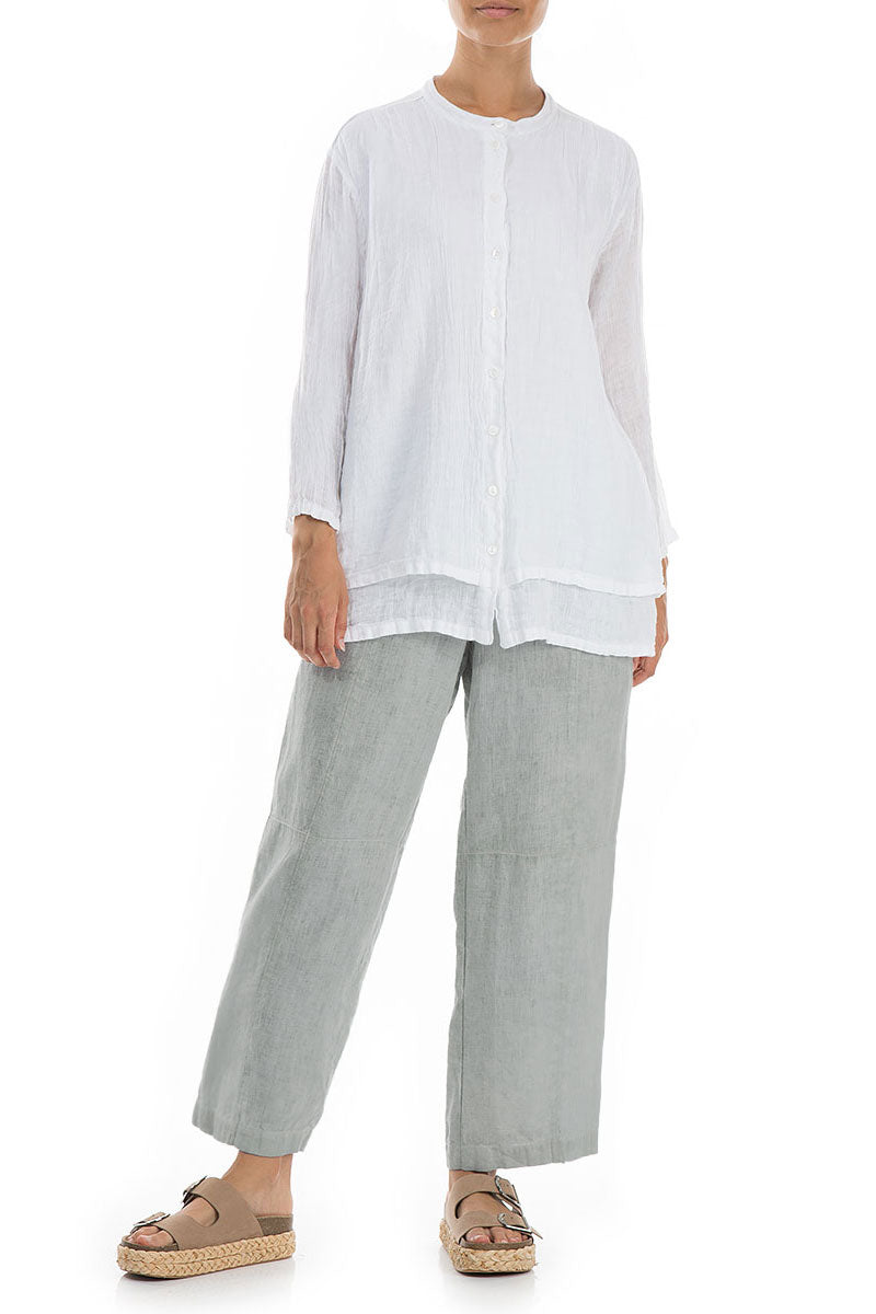 Layered White Gauze Linen Shirt