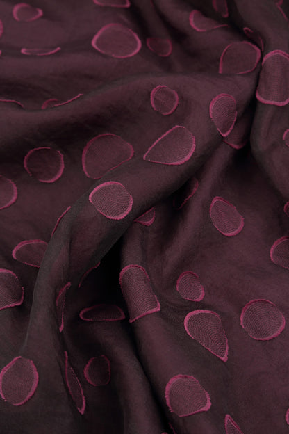 Flared Aubergine Bubbles Silk Dress