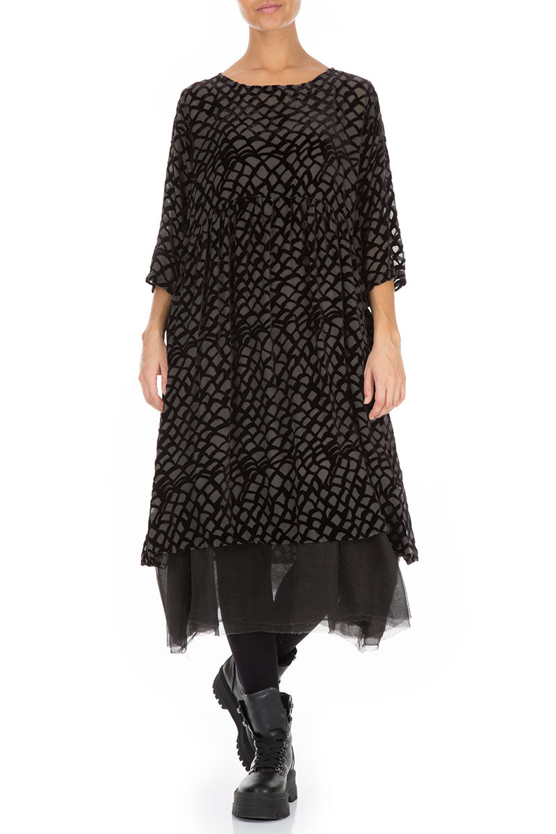 Flared Devoré Ash Silk Velvet Dress 3