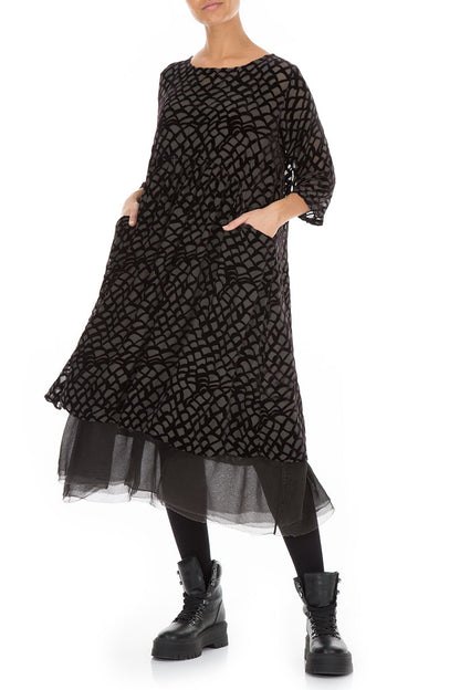 Flared Devoré Ash Silk Velvet Dress 5