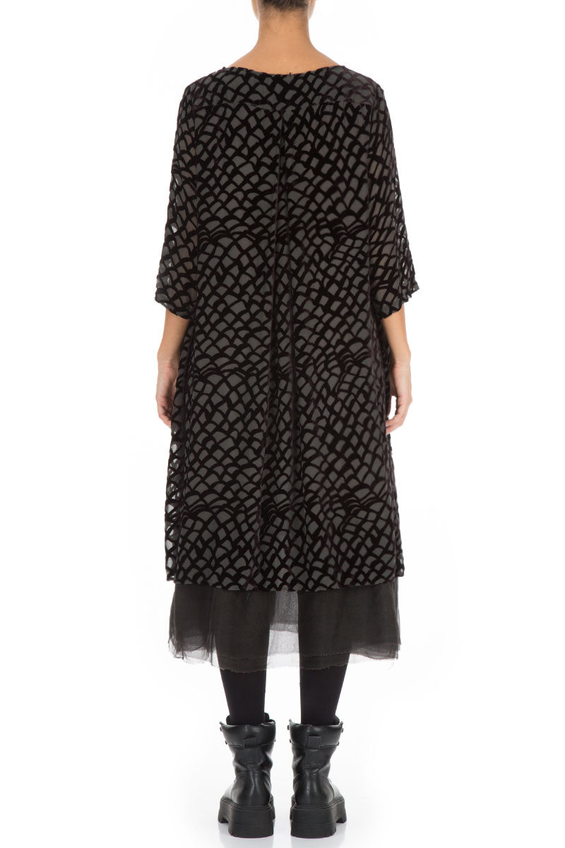 Flared Devoré Ash Silk Velvet Dress 2