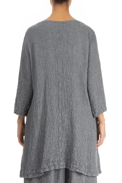 Flared Elegant Grey Wool Tunic