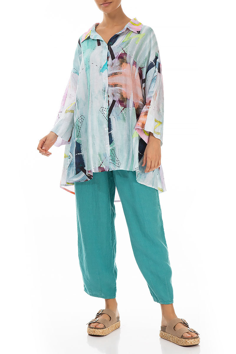 Loose Graffiti Linen Shirt 4