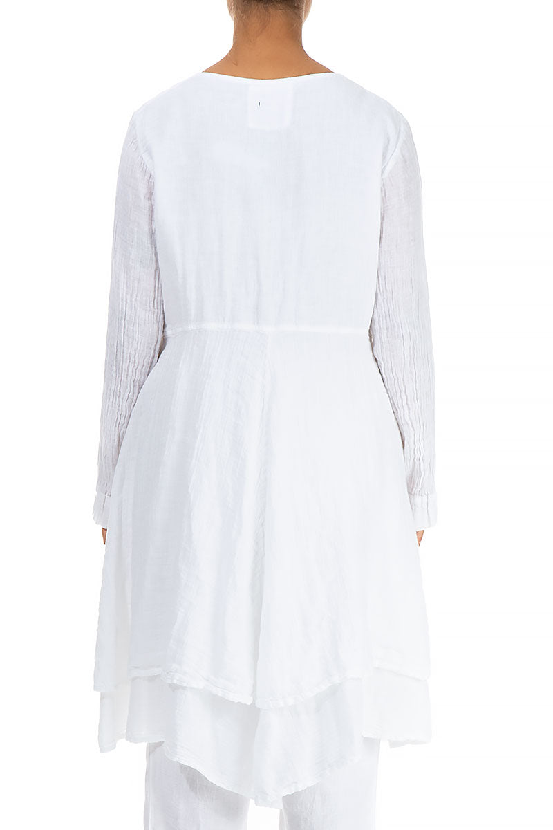 Flared Long Sleeves White Linen Tunic