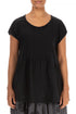 Flared Loose Black Linen Blouse 1