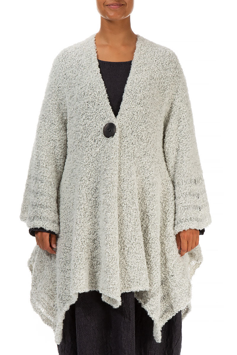 Flared Mélange Ivory Alpaca Wool Cardigan