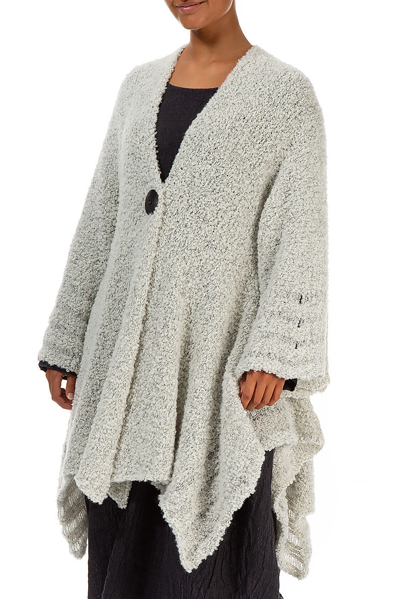 Flared Mélange Ivory Alpaca Wool Cardigan