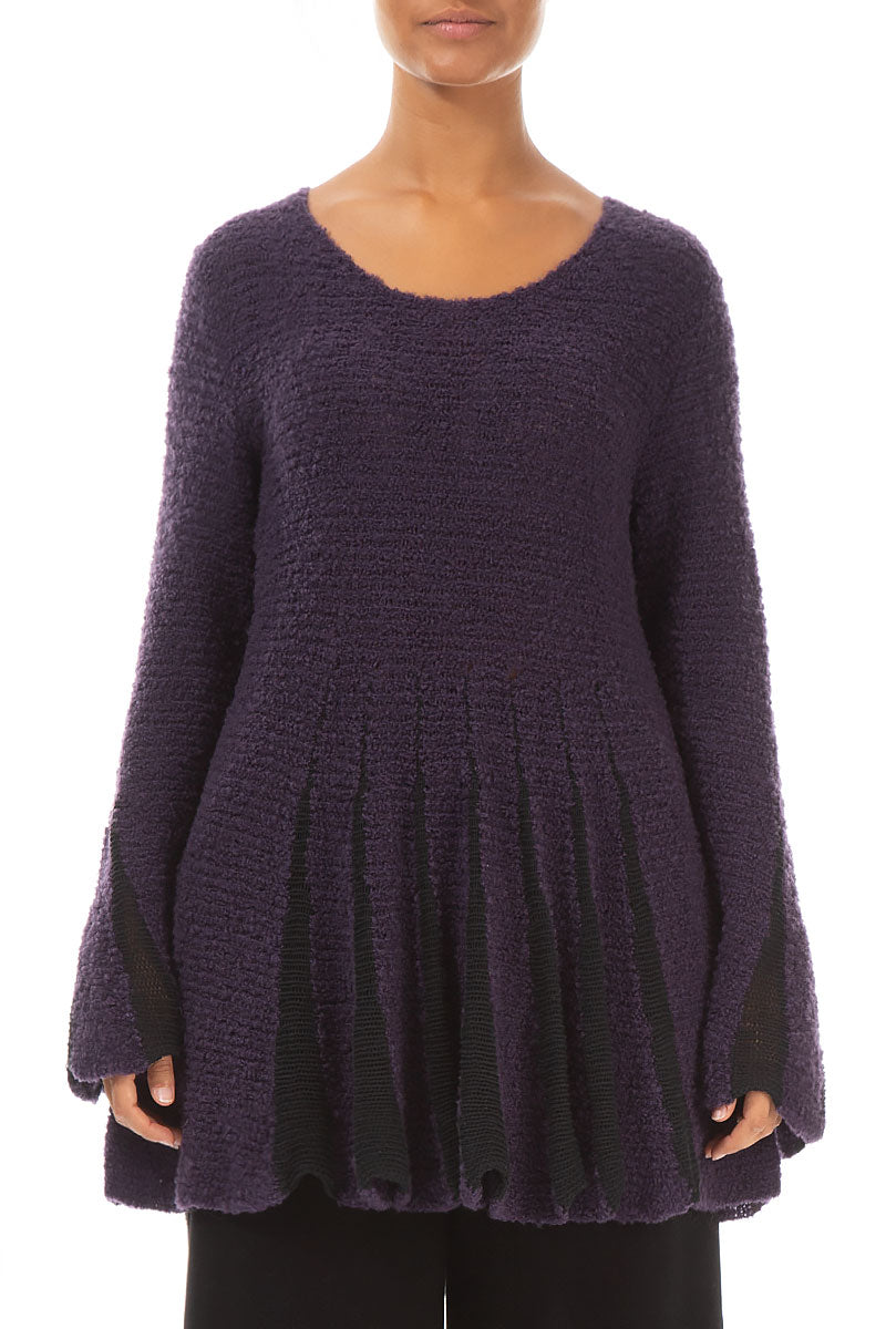 Flared Sleeves Purple Cotton Sweater