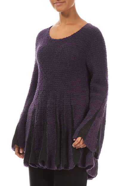 Flared Sleeves Purple Cotton Sweater