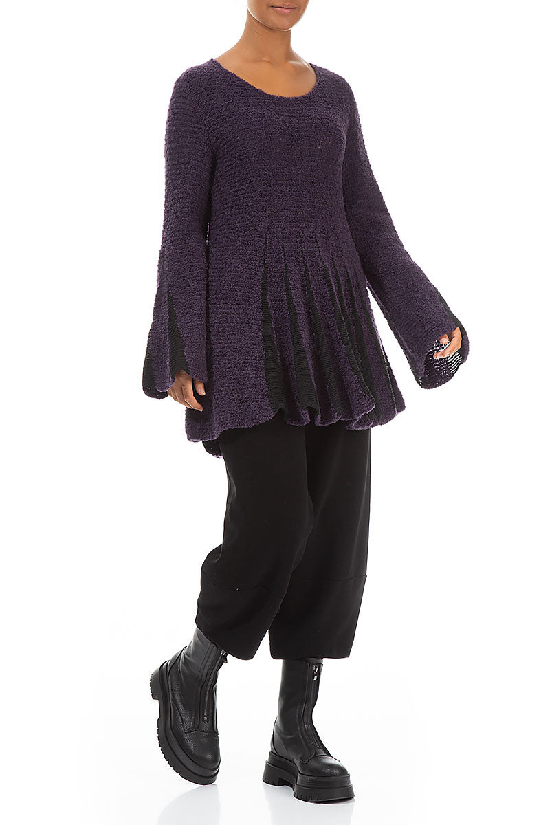 Flared Sleeves Purple Cotton Sweater