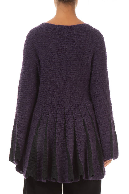 Flared Sleeves Purple Cotton Sweater