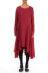 Flared Striped Red Silk Rayon Dress 1