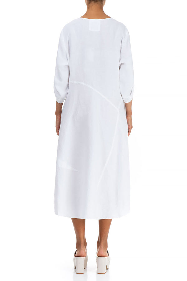 Midi White Linen Dress - grizas.com