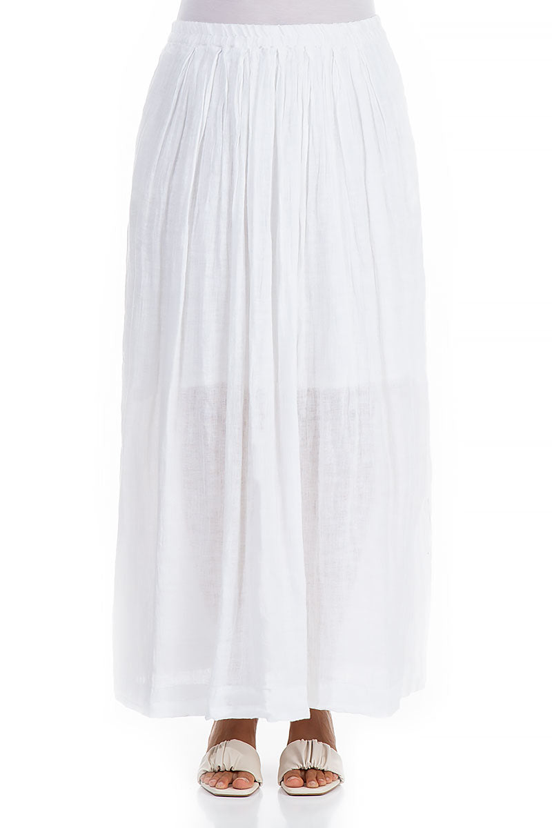 Flared White Gauze Linen Maxi Skirt 1