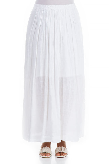 Flared White Linen Maxi Skirt 1