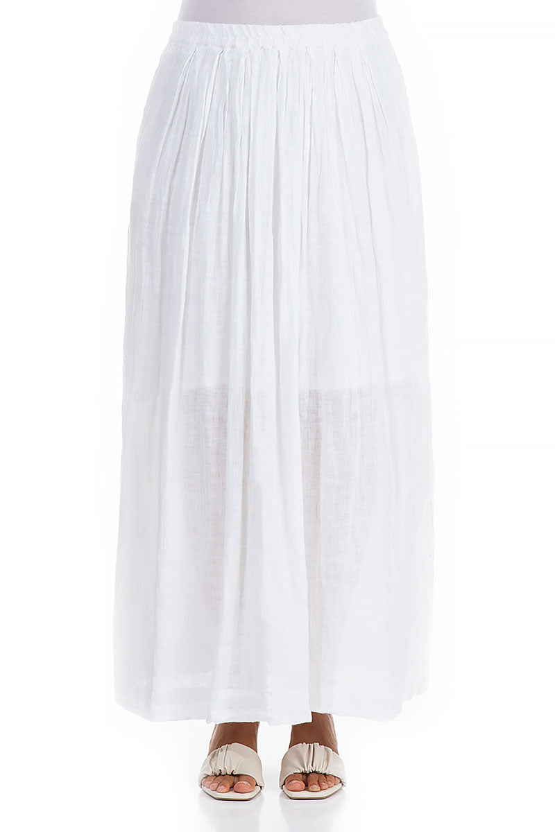 Flared White Linen Maxi Skirt