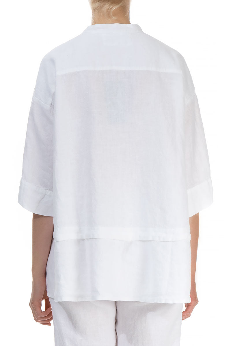 Flared White Linen Shirt