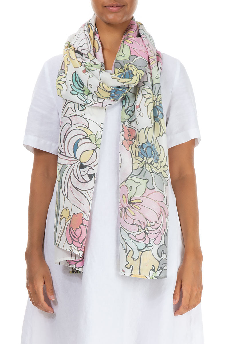 Floral Silk Bamboo Scarf 1