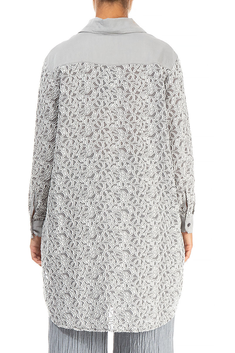 Floral Silver Silk Shirt 2