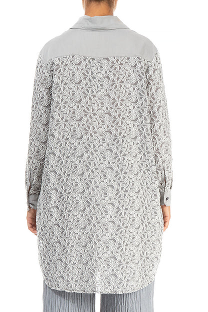 Floral Silver Silk Shirt 2