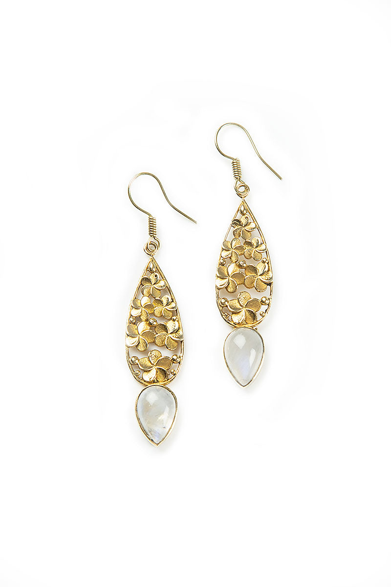 Flower Garden Moonstone Crystal Earrings