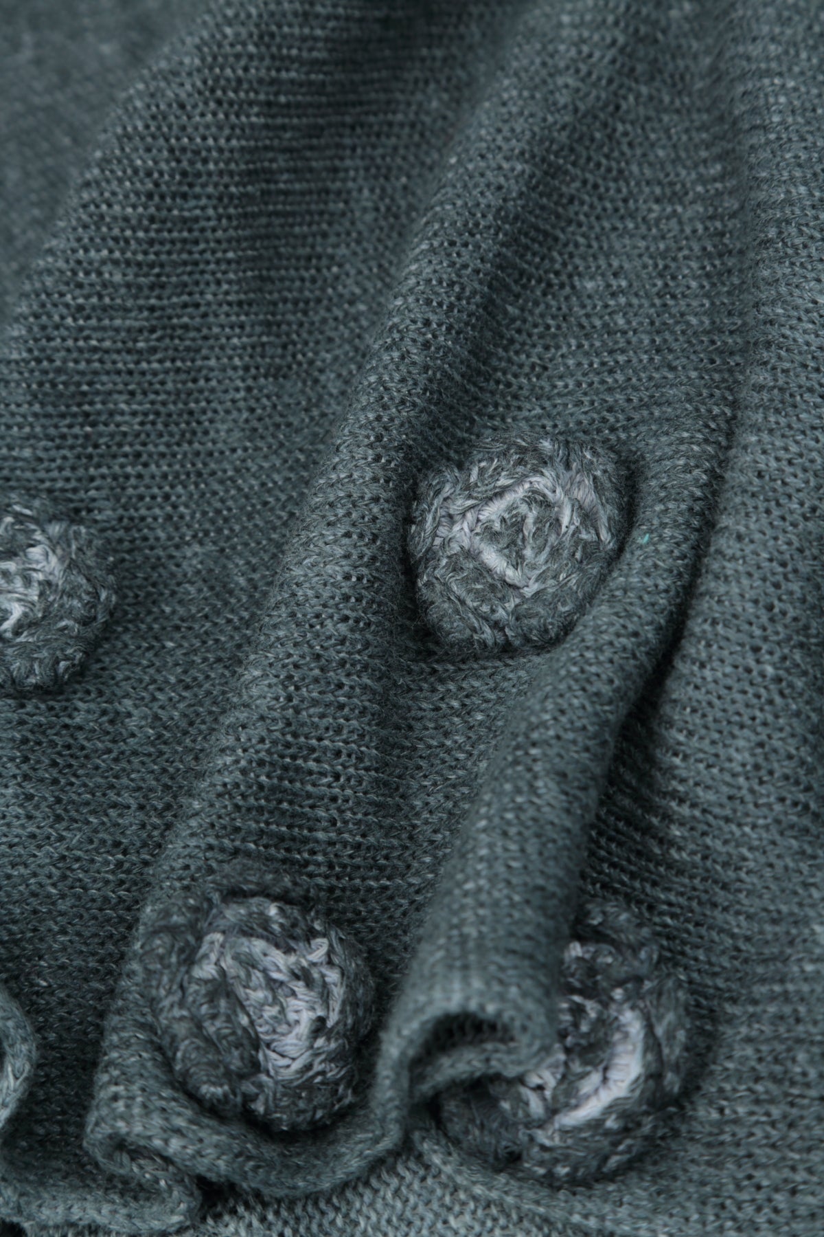 Flowers Decorated Washed Effect Graphite Linen Jumper 5