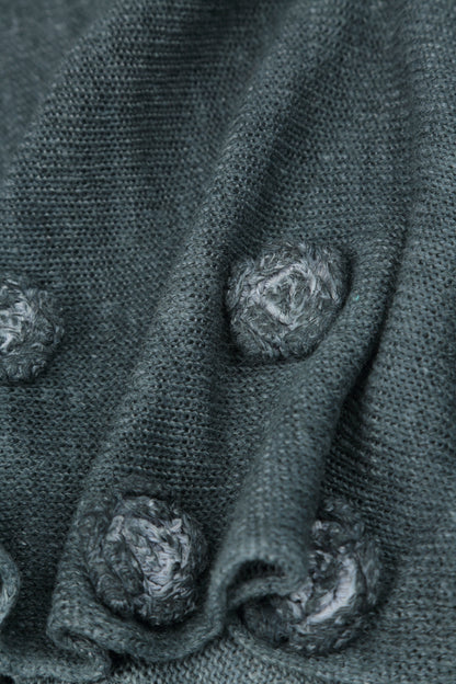 Flowers Decorated Washed Effect Graphite Linen Jumper 5