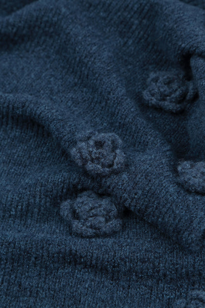 Flowers Blue Wool Sweater